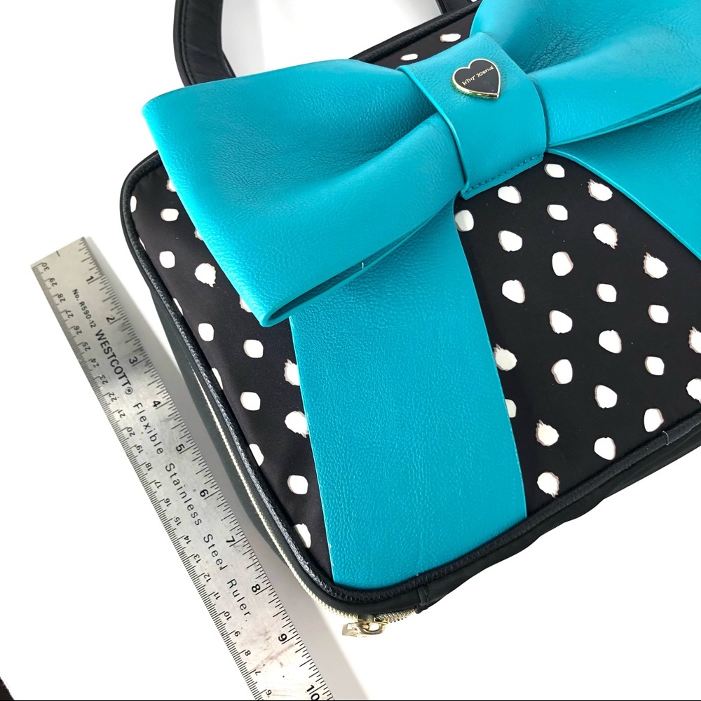 Betsey Johnson Polka Dot Teal Ribbon Bag - Picture 10 of 11